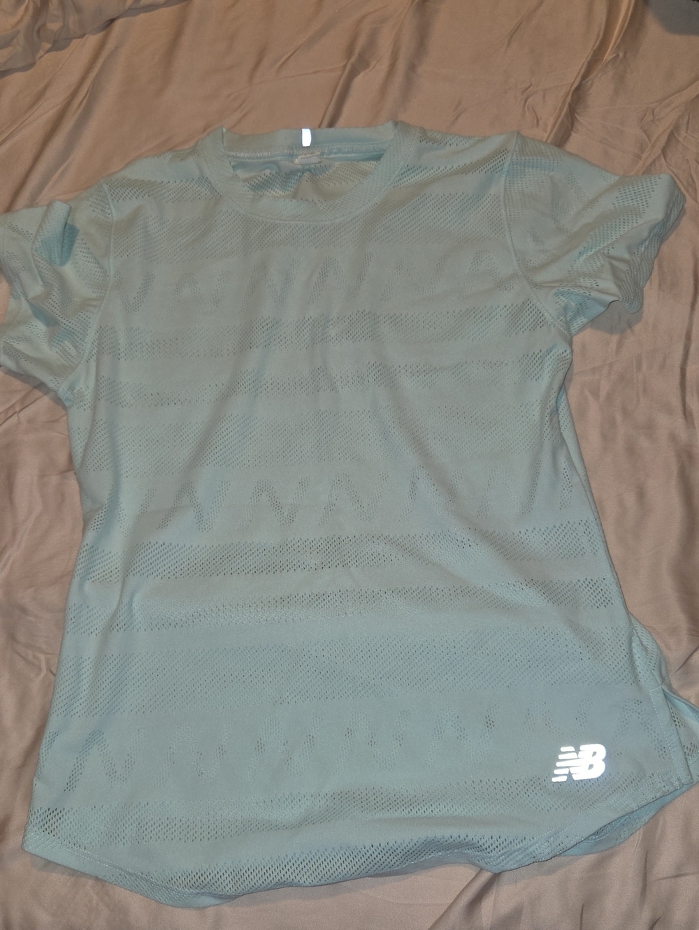 New Balance Women's Pale Blue Breathable Mesh Short Sleeve Tee